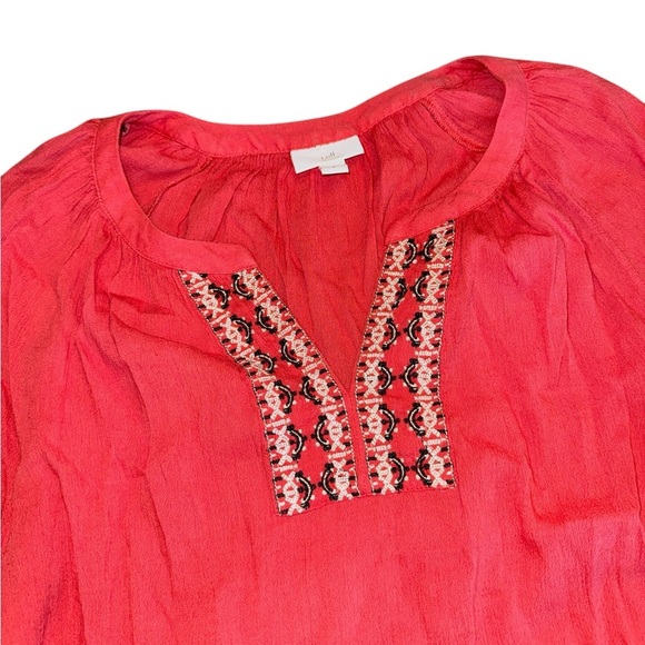 J. Jill Women's Coral Embroidered Boho Top - Picture 3 of 6